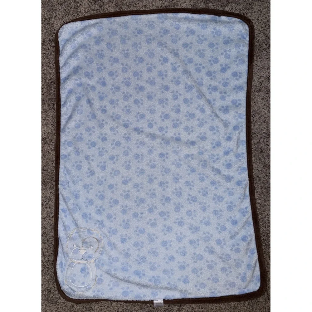 Koala‎ Baby Brown Blue Paw Print 3D Puppy Dog Baby Security Blanket Lovey Fleece